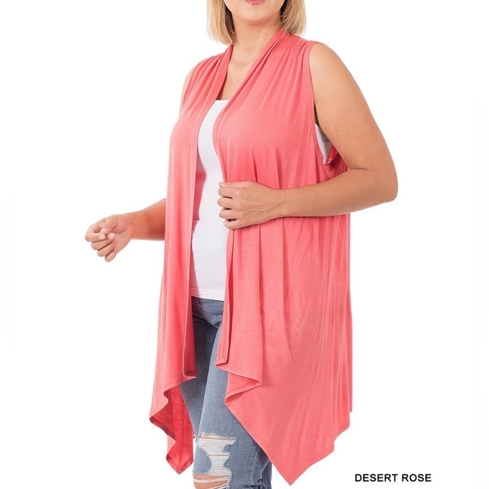 New! Plus Size Sleeveless Desert Rose Drape Vest Sizes 1X 2X 3X